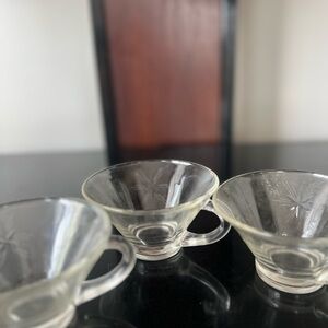 Vintage Clear Glass Teacups Set of 3 7oz